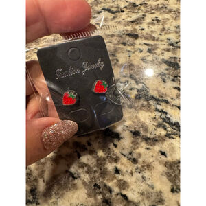 Dainty Strawberry Stud Earrings - Brand New in Package